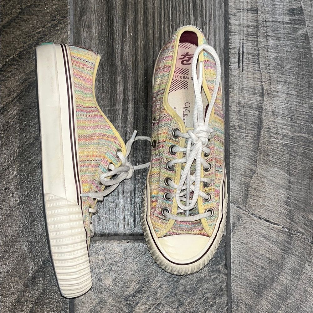 Vintage P.F. Flyers Cream multicolor Sneakers Classic Low-Top Design